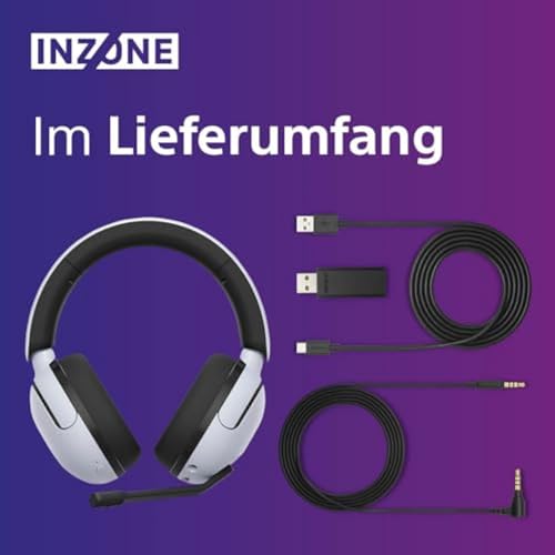 Sony INZONE H5 - Wireless Gaming Headset, 360 Spatial Sound für Gaming, komfortabler Sitz, 28 Std. Akkulaufzeit, geringe Latenz, Mikrofon mit AI, PC & PS5 kompatibel - Weiß Bild 6