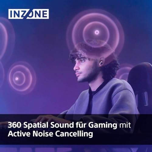 Sony INZONE Buds - In-Ear Gaming Kopfhöhrer für PC & PS5, 360 Spatial Sound, Active Noise Cancelling, AI-Mikrofon, 24H Akku, geringe Latenz – Weiß Bild 3