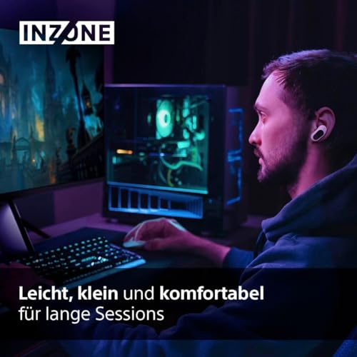 Sony INZONE Buds - In-Ear Gaming Kopfhöhrer für PC & PS5, 360 Spatial Sound, Active Noise Cancelling, AI-Mikrofon, 24H Akku, geringe Latenz – Weiß Bild 4