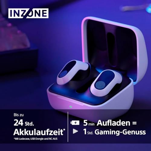 Sony INZONE Buds - In-Ear Gaming Kopfhöhrer für PC & PS5, 360 Spatial Sound, Active Noise Cancelling, AI-Mikrofon, 24H Akku, geringe Latenz – Weiß Bild 5