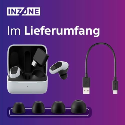 Sony INZONE Buds - In-Ear Gaming Kopfhöhrer für PC & PS5, 360 Spatial Sound, Active Noise Cancelling, AI-Mikrofon, 24H Akku, geringe Latenz – Weiß Bild 6