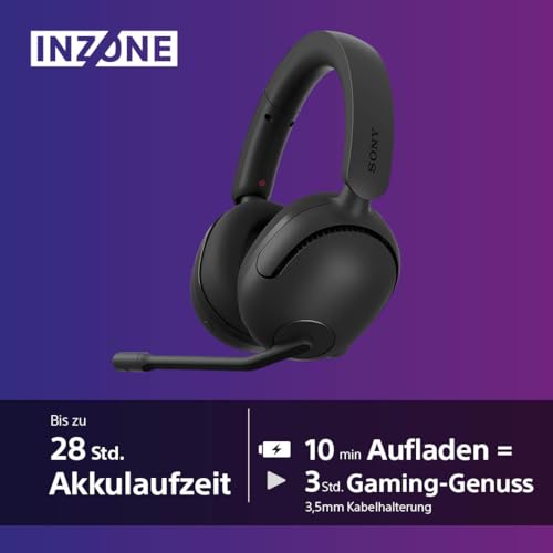 Sony INZONE H5 - Wireless Gaming Headset, 360 Spatial Sound für Gaming, komfortabler Sitz, 28 Std. Akkulaufzeit, geringe Latenz, Mikrofon mit AI, PC & PS5 kompatibel - Schwarz Bild 5