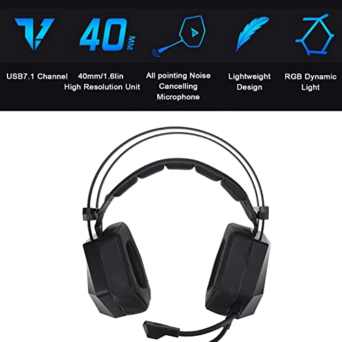 Cyrank Gaming-Headset, Ths300 A3 Pro 7.1 Surround Sound, Kabelgebundene Computer-Kopfhörer Mit RGB-Licht, Streaming-Headset Mit Mikrofon über Ohr-Kopfhörer Bild 4