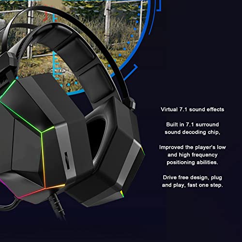 Cyrank Gaming-Headset, Ths300 A3 Pro 7.1 Surround Sound, Kabelgebundene Computer-Kopfhörer Mit RGB-Licht, Streaming-Headset Mit Mikrofon über Ohr-Kopfhörer Bild 6