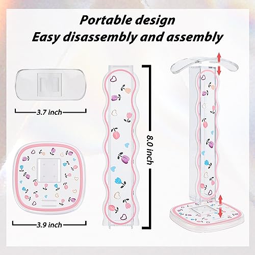 Blumen Headset Halterung für Alle Kopfhörergrößen, Abnehmbarer Tragbarer Kopfhörer-Schreibtischständer mit Tulpen Muster für Frauen, Transparent Acryl mit Solidem Sockel für AKG Gaming Headset Bild 3