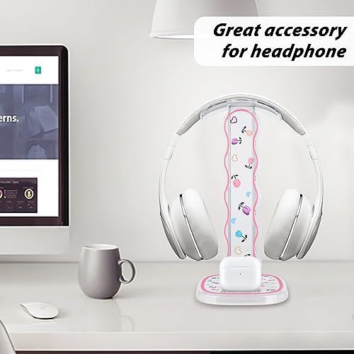 Blumen Headset Halterung für Alle Kopfhörergrößen, Abnehmbarer Tragbarer Kopfhörer-Schreibtischständer mit Tulpen Muster für Frauen, Transparent Acryl mit Solidem Sockel für AKG Gaming Headset Bild 4