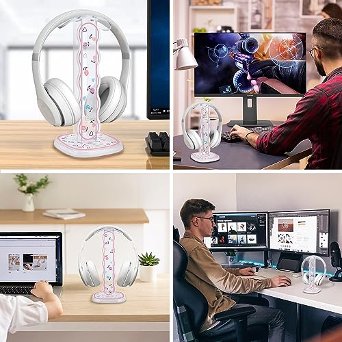Blumen Headset Halterung für Alle Kopfhörergrößen, Abnehmbarer Tragbarer Kopfhörer-Schreibtischständer mit Tulpen Muster für Frauen, Transparent Acryl mit Solidem Sockel für AKG Gaming Headset Bild 6