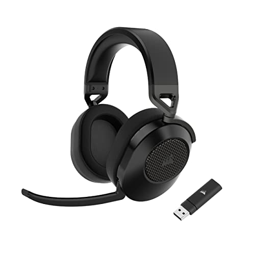 Corsair HS65 Wireless Gaming-Headset - Geringer Latenz 2,4-GHz-Wireless- oder Bluetooth, Dolby® Audio 7.1-Surround-Sound, Leichtgewicht, Omnidirektionales Mikrofon, Zugängliche Tasten - Carbon Bild 1