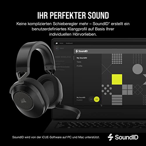 Corsair HS65 Wireless Gaming-Headset - Geringer Latenz 2,4-GHz-Wireless- oder Bluetooth, Dolby® Audio 7.1-Surround-Sound, Leichtgewicht, Omnidirektionales Mikrofon, Zugängliche Tasten - Carbon Bild 4