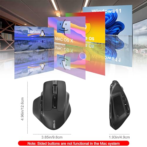 Computer Maus Kabellos für große hände - Pc Laptop MacBook Wireless USB Maus, 4800 DPI 2.4G optische kabellose Gaming große Handmaus, 6 Tasten funkmaus ergonomisch kabellos, schwarz Bild 3