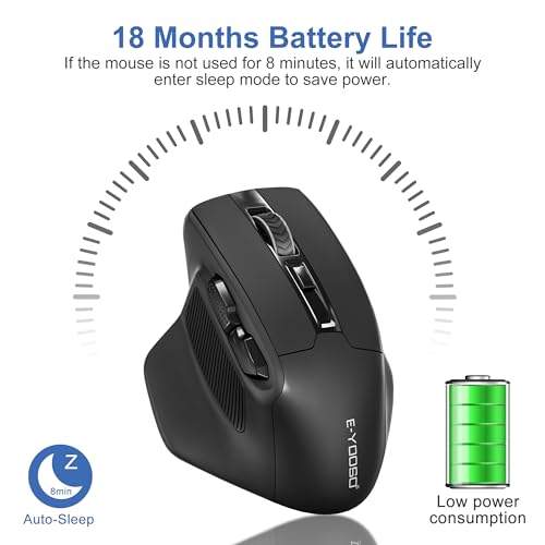 Computer Maus Kabellos für große hände - Pc Laptop MacBook Wireless USB Maus, 4800 DPI 2.4G optische kabellose Gaming große Handmaus, 6 Tasten funkmaus ergonomisch kabellos, schwarz Bild 6