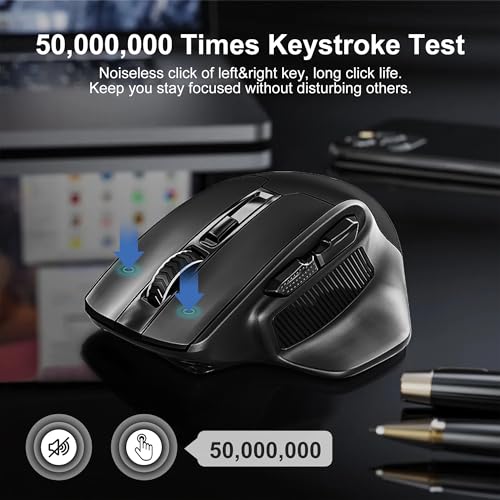 Computer Maus Kabellos für große hände - Pc Laptop MacBook Wireless USB Maus, 4800 DPI 2.4G optische kabellose Gaming große Handmaus, 6 Tasten funkmaus ergonomisch kabellos, schwarz Bild 7