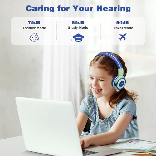 SIMOLIO Kinder-Kopfhörer für Schule, sichere Lautstärkeregelung, Kopfhörer mit Mikrofon, verstellbar, langlebig und faltbar, Stereo-Headsets mit Kabel für Kinder, Kleinkinder, Jungen, Mädchen, Bild 4