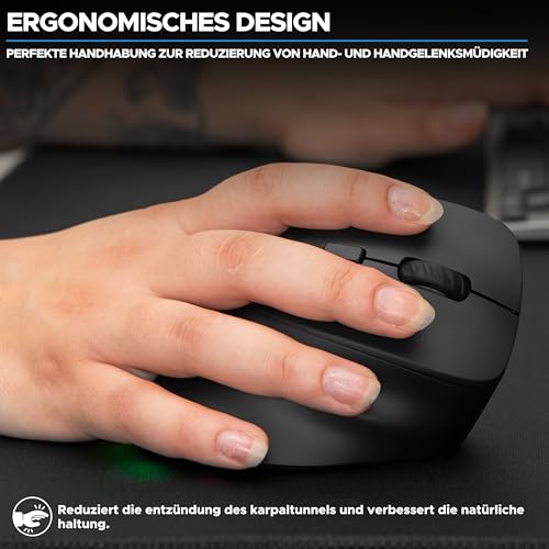 Bluestork - Ergonomische Vertikale Kabellose Maus 800-2400dpi 6 Tasten RGB Led - Ergonomische Maus Kabellos - Vorbeugung Gegen Mausarm/tennisarm (rsi Syndrom) - Pc & Mac - 2024 Bild 2