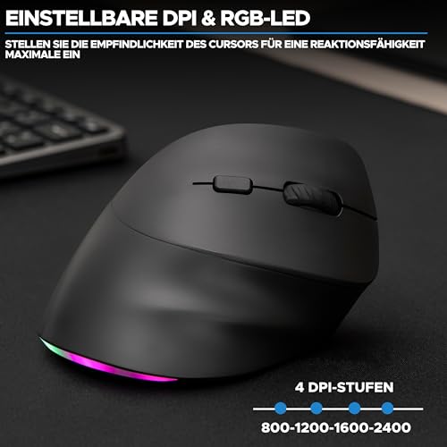 Bluestork - Ergonomische Vertikale Kabellose Maus 800-2400dpi 6 Tasten RGB Led - Ergonomische Maus Kabellos - Vorbeugung Gegen Mausarm/tennisarm (rsi Syndrom) - Pc & Mac - 2024 Bild 4