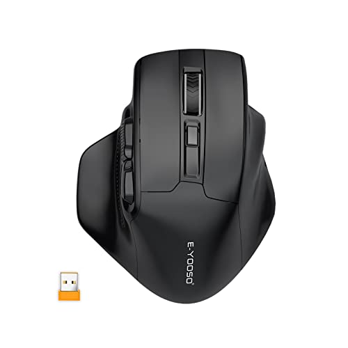 Große kabellose USB-Maus für große Hände, 2,4 G optische Gaming-Maus, 4800 DPI, 6 Tasten, tragbar für PC Mac, Schwarz Bild 1