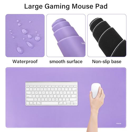 MOSISO Mauspad Set,Großes Gaming Pad&Tastatur Handballenauflage&Maus Handgelenkstütze&Untersetzer,Ergonomisch Rutschfest Mauspad&Easy Typing Kissen mit Memory Schaum für Zuhause Büro, Lila Bild 5