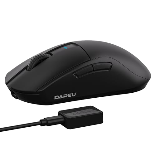 DAREU A950pro 4K Wireless Gaming Mouse: 55 g Ultraleicht, 4 kHz Abtastrate, Optischer Sensor PAW3395, 5 Programmierbare Tasten, Unterstützt 15-minütiges Schnellladen und Tri-Mode-Verbindung (Schwarz) Bild 1