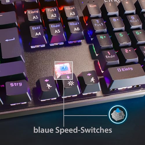 Eaxus® USB Tastatur und Maus Set - Mechanische Gaming Tastatur LED Gaming Keyboard mit Blue Switches + Ergonon Vertikale Maus kabellos Bild 4