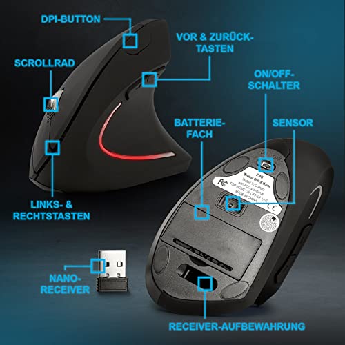 Eaxus® USB Tastatur und Maus Set - Mechanische Gaming Tastatur LED Gaming Keyboard mit Blue Switches + Ergonon Vertikale Maus kabellos Bild 7