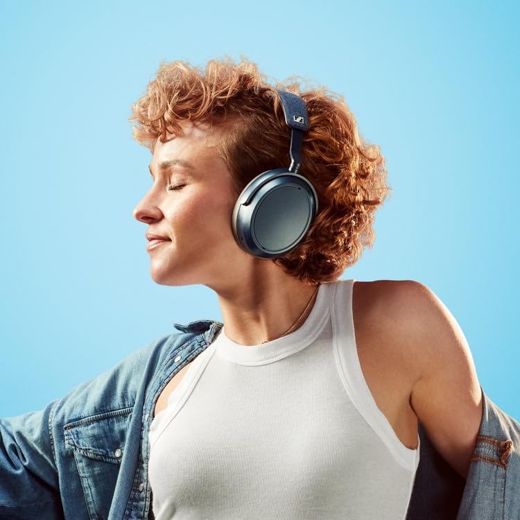 Sennheiser Momentum 4 Wireless Noise Cancelling Headphones – Bluetooth Kopfhörer Headset für kristallklare Anrufe mit adaptiver Geräuschunterdrückung, Over-Ear, 60 h Akku, faltbar, Denim Bild 2