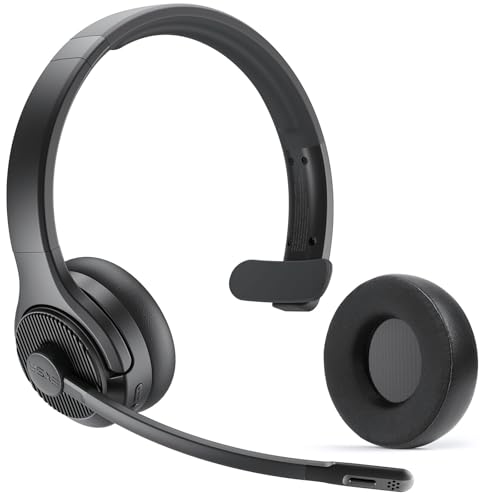 EKSA H3 Bluetooth Headset mit Mikrofon, [65 Stdn Wiedergabezeit & 30M Reichweite] Wireless Headset Mono PC Headset mit Mic Rauschunterdrückung, Upgraded 5.4 Bluetooth Kabellose Headset für Büro/Office Bild 1