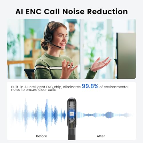 EKSA H3 Bluetooth Headset mit Mikrofon, [65 Stdn Wiedergabezeit & 30M Reichweite] Wireless Headset Mono PC Headset mit Mic Rauschunterdrückung, Upgraded 5.4 Bluetooth Kabellose Headset für Büro/Office Bild 5