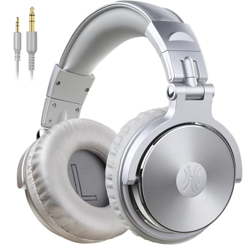 OneOdio Over Ear Kopfhörer mit Kabel, 50mm Treiber, Bassklang, 6.35 & 3.5mm Klinke, Share-Port, Geschlossene DJ Headphones für Studio, Podcast, Monitor, Handy, PC, MP3/4 (Pro-10 Silber Grau) Bild 1