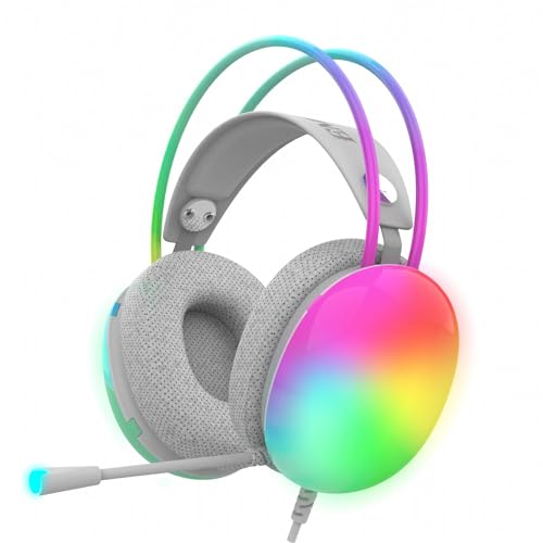 İnca IGK-X8Y Gaming-Headset – 7.1 Virtueller Surround Sound, RGB-Beleuchtung, 50-mm-Treiber, USB-Kabel, Geräuschunterdrückendes Mikrofon, Lautstärkeregelung, Kompatibel mit PC/PS5, 320g Leichtgewicht Bild 1