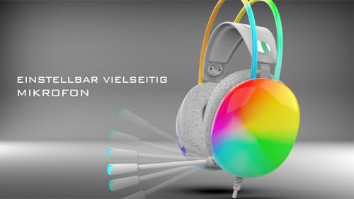 İnca IGK-X8Y Gaming-Headset – 7.1 Virtueller Surround Sound, RGB-Beleuchtung, 50-mm-Treiber, USB-Kabel, Geräuschunterdrückendes Mikrofon, Lautstärkeregelung, Kompatibel mit PC/PS5, 320g Leichtgewicht Bild 3