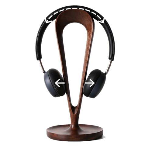Toplionace Hochwertiger Kopfhörerständer Aus Schwarzem Walnussholz, Desktop Gaming Headset Halter Aufbewahrungshalterung mit Kabelaufwicklung Holzhandwerk Bild 4