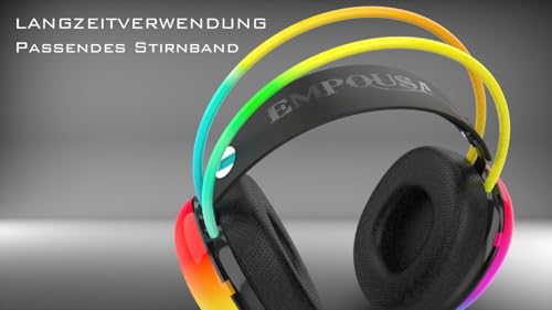 İnca IGK-X8S Gaming-Headset – 7.1 Virtueller Surround Sound, RGB-Beleuchtung, 50-mm-Treiber, USB-Kabel, Geräuschunterdrückendes Mikrofon, Lautstärkeregelung, Kompatibel mit PC/PS5, 320g Leichtgewicht Bild 6