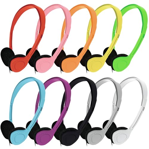 Maeline Bulk Stereo-Kopfhörer für Klassenzimmer, Studenten, verstellbares Band und Schaumstoffpolster, für Kinder, Online-Lernen, Bibliothek, Schule, Flugzeug, Reisen, 3,5 mm Stecker, 50 Stück, Bild 1