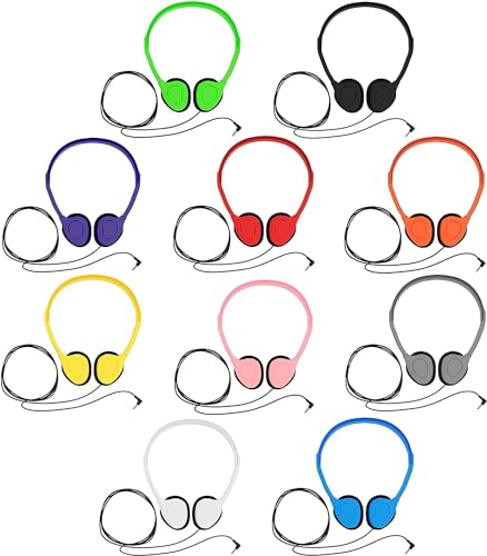Maeline Bulk Stereo-Kopfhörer für Klassenzimmer, Studenten, verstellbares Band und Schaumstoffpolster, für Kinder, Online-Lernen, Bibliothek, Schule, Flugzeug, Reisen, 3,5 mm Stecker, 50 Stück, Bild 2