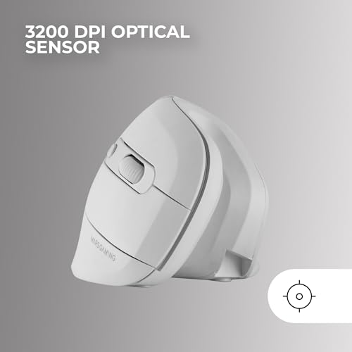 Mars Gaming MMW-ERGOPRO Weiß, Ergonomische Vertikale Kabellose Maus, Gefaltetes Design, Optischer Sensor 3200DPI, Huano-Schalter, Kabelloser Empfänger 2.4GHz, Multi-Plattform Support Bild 3
