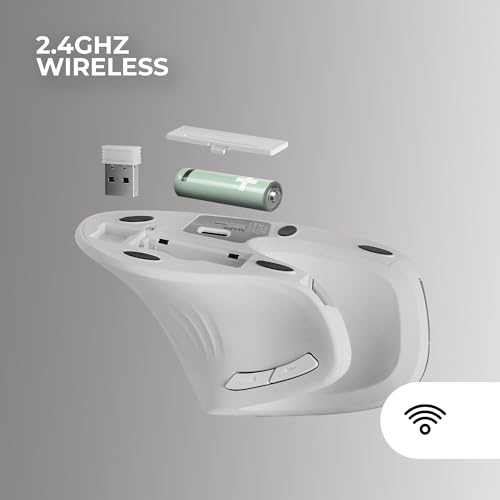 Mars Gaming MMW-ERGOPRO Weiß, Ergonomische Vertikale Kabellose Maus, Gefaltetes Design, Optischer Sensor 3200DPI, Huano-Schalter, Kabelloser Empfänger 2.4GHz, Multi-Plattform Support Bild 5