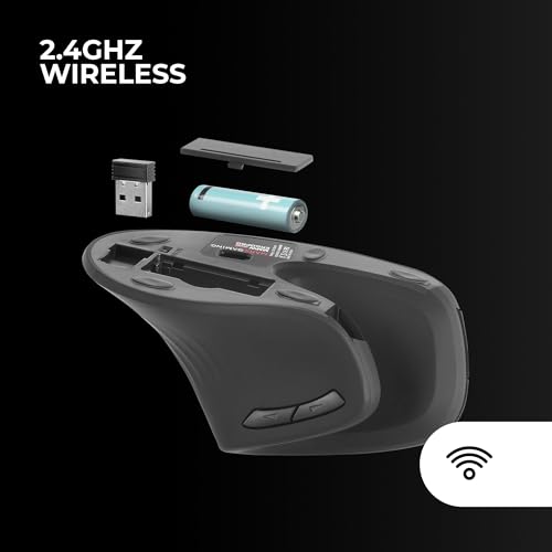 Mars Gaming MMW-ERGOPRO Schwarz, Ergonomische Vertikale Kabellose Maus, Gefaltetes Design, Optischer Sensor 3200DPI, Huano-Schalter, Kabelloser Empfänger 2.4GHz, Multi-Plattform Support Bild 5