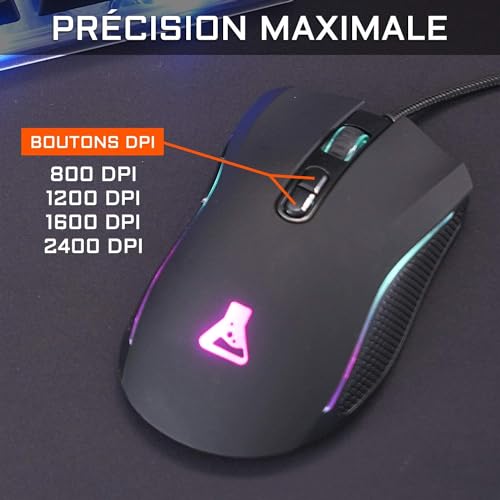 THE G-LAB–Combo Yttrium–Gamer-Paket Azerty RGB, Gaming-Tastatur mit 105 Tasten, 19 Tasten Anti-Ghosting–Gamer-Maus 2400 DPI–Gaming-Mauspad–PC PS4 Ps5 Xbox One/Series–New 2023, Schwarz, einheitsgröße Bild 5