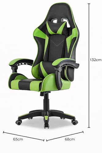 Walden Gaming Stuhl ergonomisch Office Chair bürostühle Gaming Chair Rückenlehne Sitzhöhe verstellbar Drehstuhl Racing Office Computer Ergonomic Video Game Chair (GRÜN) Bild 2