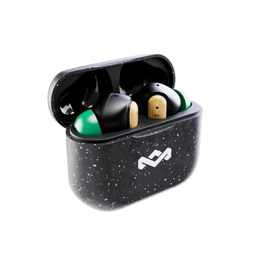 House of Marley Little Bird True Wireless Bluetooth Kopfhörer – IPX4 Kopfhörer kabellos mit Mikrofon, 24 Stunden Wiedergabezeit, In-Ear Ohrhörer klein, USB-C-Schnellladecase, Schwarz Bild 2