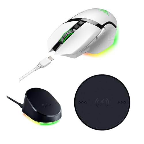 Razer Basilisk V3 Pro - White + Mouse Dock Pro + Wireless Charging Puck Bundle Bild 1