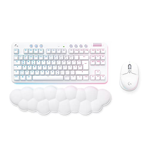 Logitech G705 Kabellose Gaming-Maus und G715 Kabellose mechanische Gaming-Tastatur und Handballenauflage – LIGHTSYNC RGB-Beleuchtung, kabellose Lightspeed Technologie – PC/Mac, Weiß Bild 1