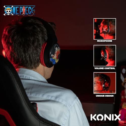 Konix One Piece Kabelgebundenes Over-Ear-Gaming-Headset PC, PS5, Switch 2, Xbox Series X|S - Mikrofon - 1,5 m Kabel - Luffy-Motiv Bild 4