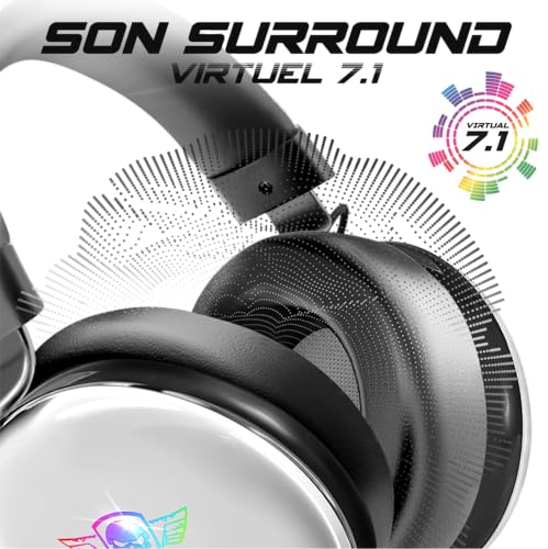 Spirit of Gamer – XPERT H700 – USB-PC-Gaming-Headset 7.1 Virtual Surround Sound – RGB-LED – Weiß – Rauschunterdrückungsmikrofon – Aluminiumstruktur – kompatibel mit Xbox X/Xbox One Bild 3