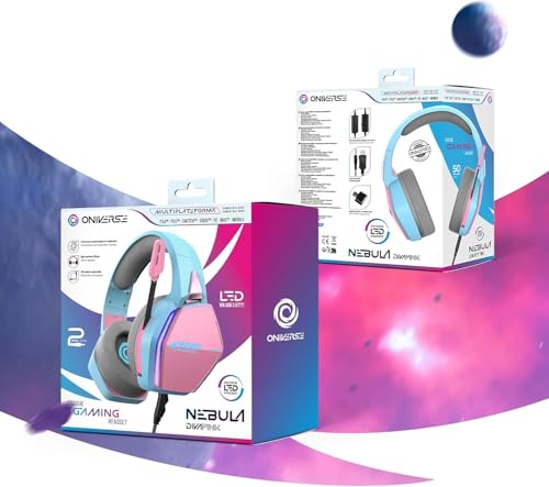 Oniverse Gaming-Headset kompatibel mit PS5 PS4 Switch Xbox PC Mac mit verstellbarem Mikrofon, LED, 50mm Lautsprechern, atmungsaktiven Stoff-Ohrpolstern - Nebula Diva Pink Bild 7