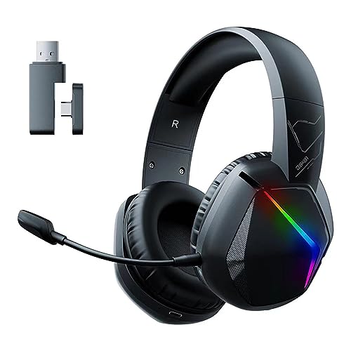 Kabelloses Gaming-Headset, Bluetooth 5.2 Gamer-Kopfhörer mit Abnehmbarem Mikrofon, RGB-Cool-Beleuchtung, für Laptop, Computer, Mobilgerät Bild 1