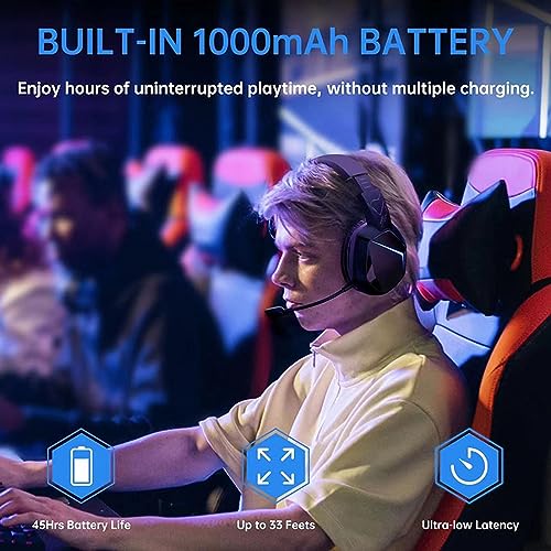 Kabelloses Gaming-Headset, Bluetooth 5.2 Gamer-Kopfhörer mit Abnehmbarem Mikrofon, RGB-Cool-Beleuchtung, für Laptop, Computer, Mobilgerät Bild 5