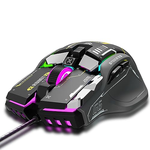 Mechanische G6 RGB Maus mit 12 Tasten Mosue Gaming kabelgebundenes ergonomisches Design 10 Tasten programmierbare DPI-Einstellung einstellbar mit 6 Geschwindigkeiten 13 RGB-Beleuchtungsmodi Bild 1