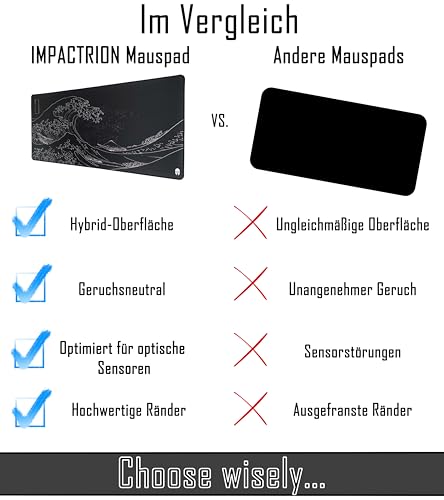 Wave - Gaming Mauspad - XXL 900 x 400 - rutschfest - Wärmebehandelte Oberfläche für exaktes und schnelles Gleiten der Maus - einrollbar und wellenfrei Bild 5