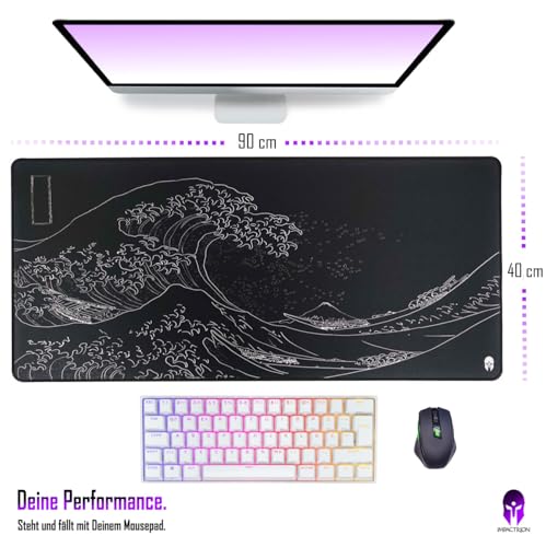 Wave - Gaming Mauspad - XXL 900 x 400 - rutschfest - Wärmebehandelte Oberfläche für exaktes und schnelles Gleiten der Maus - einrollbar und wellenfrei Bild 6